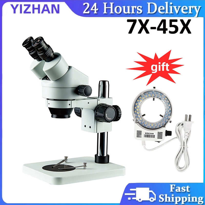 【YIZHAN】กล้องจุลทรรศน์สเตอริโอแบบซูมตรวจสอบกล้องจุลทรรศน์,กล้องจุลทรรศน์ PCB 7X-45X เท่า