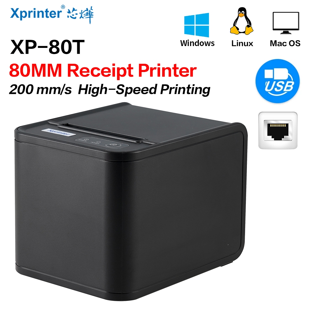 เครื่องพิมพ์ใบเสร็จ 80 มม. 80T USB USB พอร์ตแลน พร้อมคัตเตอร์อัตโนมัติ สําหรับเครื่องพิมพ์ POS ห้องครัว