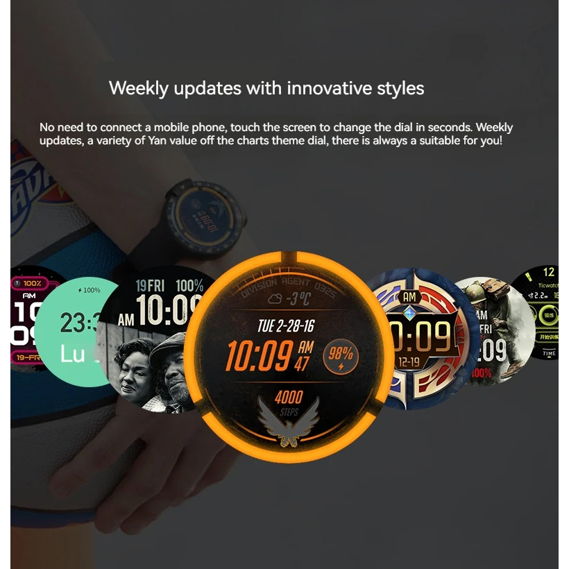 Ticwatch S Wear OS Smartwatch สําหรับผู้ชายผู้หญิง 4GB ROM IP67 กันน้ํา Google OS สําหรับ iOS Androi