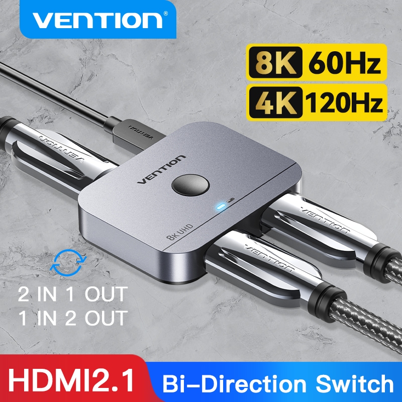 Vention สวิตช์ HDMI 2 In 1 Out 8K 60Hz 1 In 2 Out 3D USB-C 120Hz อัตราการรีเฟรช สําหรับแล็ปท็อป PS5 
