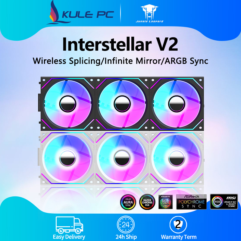 Jungle Leopard Interstellar V2 พัดลมระบายความร้อน CPU ARGB ปริซึมสีขาว 120 มม. Lian li Same Model Infinite Mirror Building Block Splicing 3 IN 1 PC Fan 5V 3PIN Mainboard Lighting Sync