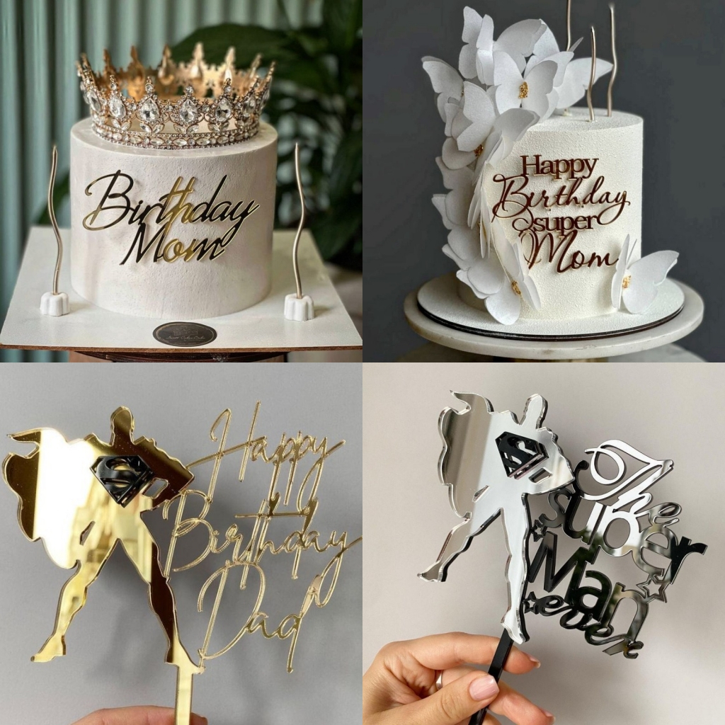 ท็อปเปอร์อะคริลิค Happy Birthday สําหรับตกแต่งเค้กวันเกิด
