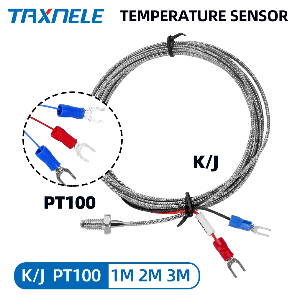 หัวสกรู M6 PT100 RTD เซนเซอร์ตรวจจับอุณหภูมิ 3 สาย
