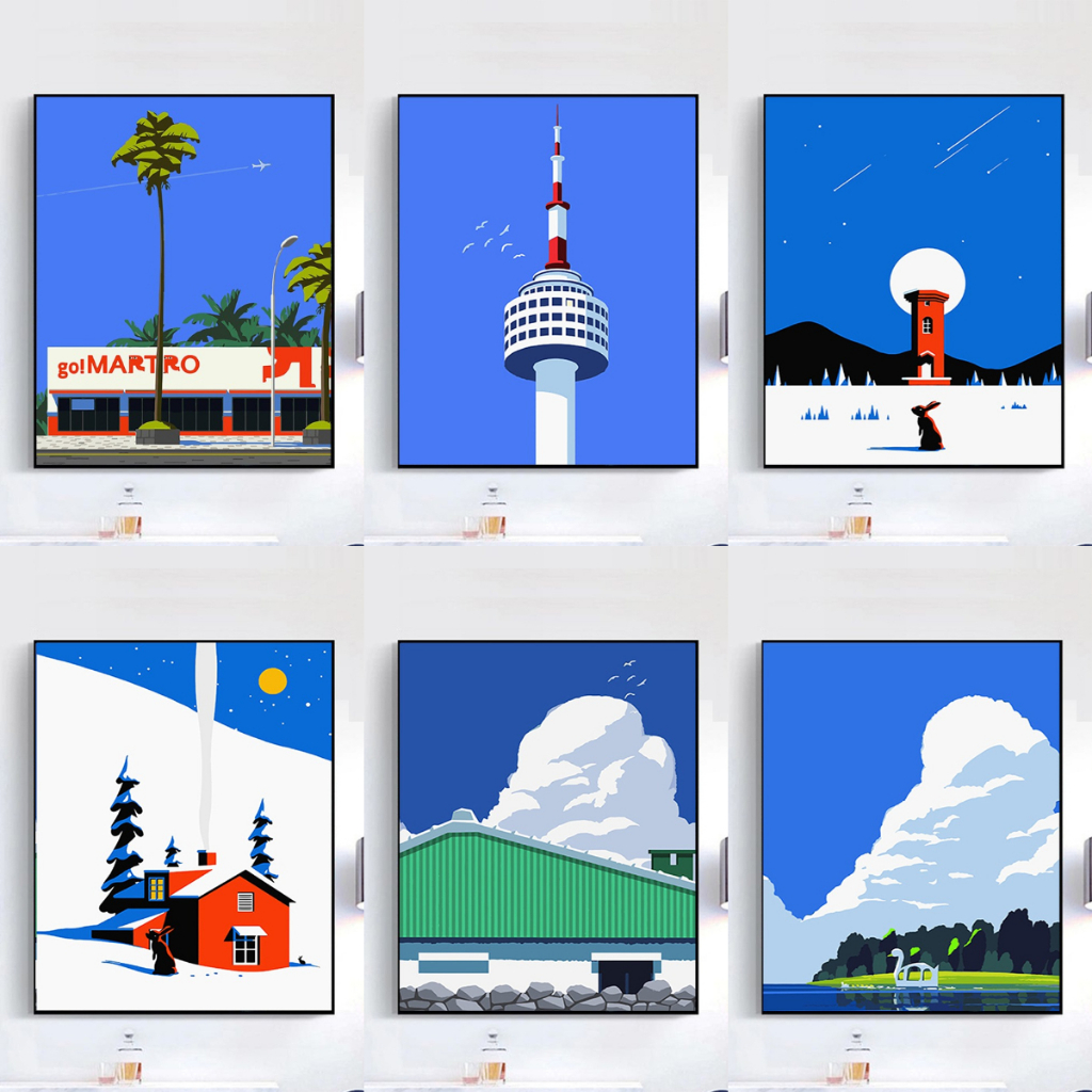 【ORFON】20×30cm ด้วยเฟรม ระบายสีตามตัวเลข/ท้องฟ้าสีฟ้าและเมฆสีขาว/ภาพระบายสี/ระบายสีตามตัวเลข Diy / ของขวัญ / ศิลปะตกแต่งห้องนั่งเล่น / เกมคลายเครียดที่ไม่ซ้ำกันสำหรับผู้ใหญ่และเด็ก/กระตุ้นจินตนาการ