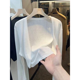 เสื้อแจ็กเก็ตคาร์ดิแกน ผ้าถัก ขนาดเล็ก แฟชั่นฤดูร้อน สําหรับผู้หญิง