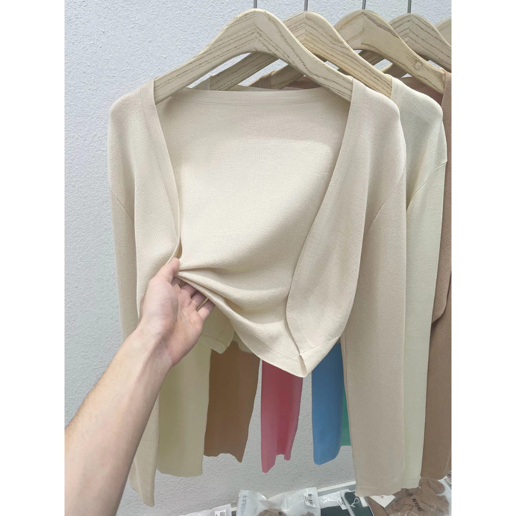 เสื้อแจ็กเก็ตคาร์ดิแกน ผ้าถัก ขนาดเล็ก แฟชั่นฤดูร้อน สําหรับผู้หญิง