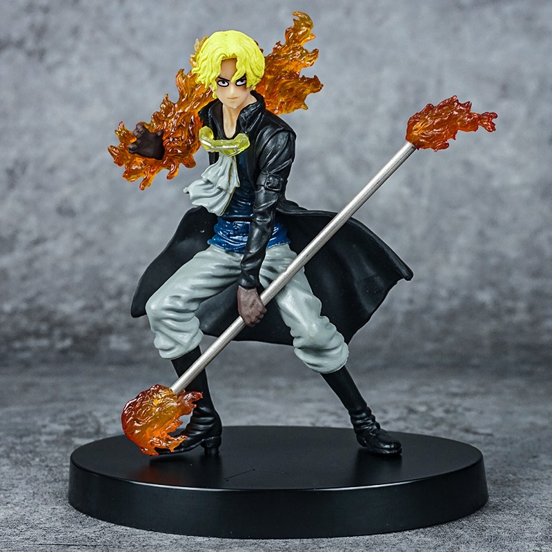 โมเดลฟิกเกอร์ PVC อนิเมะ One Piece Luffy Ace Sabo Flame Fighting Form ขนาด 12 ซม. สําหรับตกแต่งโต๊ะ เก็บสะสม