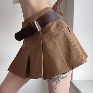 Lenbach Retro Mini Skirt Pleated Skirt Skort With Belt