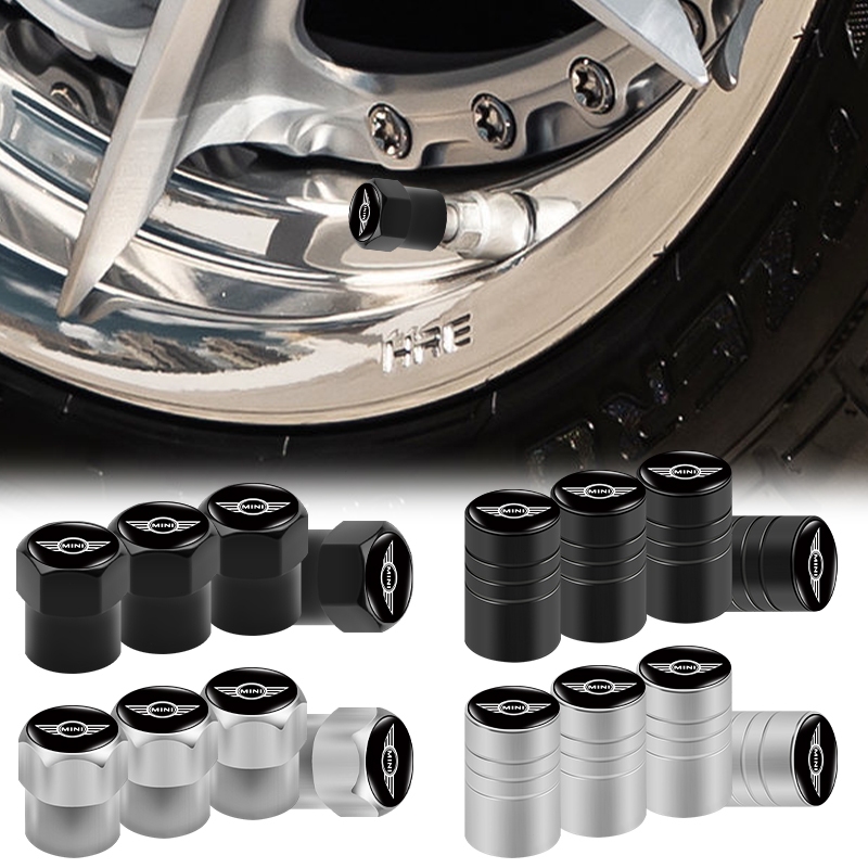 ฝาครอบยางล้อรถยนต์ ทรงหกเหลี่ยม สีดํา เงิน สําหรับ Mini Cooper One S R50 R53 R56 R60 F55 F56 R57 4 ชิ้น