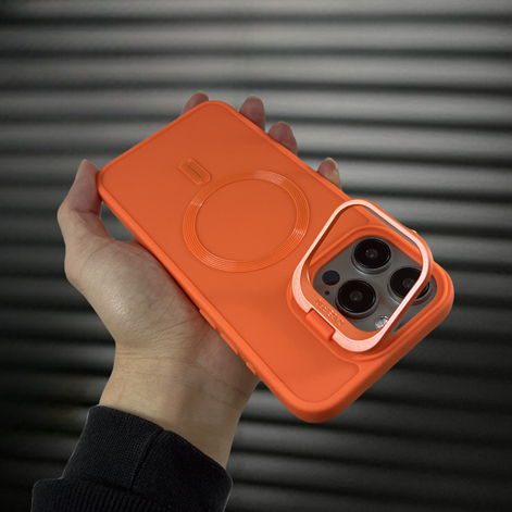 【Bracket/TPU Soft Matte Case/Orange】เคส compatible for iphone 11 12 13 14 15 pro max case