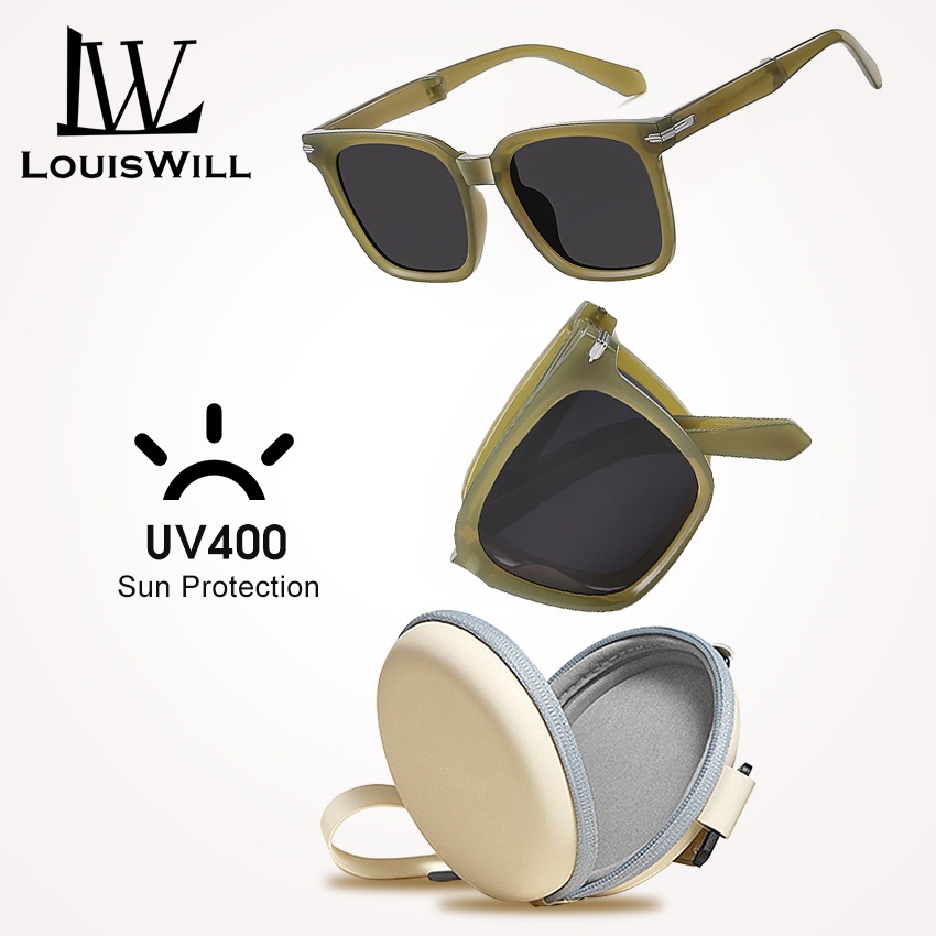 Louiswill แว่นตากันแดด UV400 เลนส์พับได้ น้ําหนักเบา เหมาะกับการขับขี่กลางแจ้ง สําหรับผู้หญิง และผู้ชาย