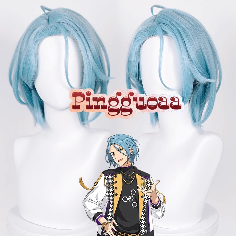 ES Ensemble Stars Himeru Cosplay Wig 35cm Grey Blue Short Hair Heat Resistant Synthetic Wigs