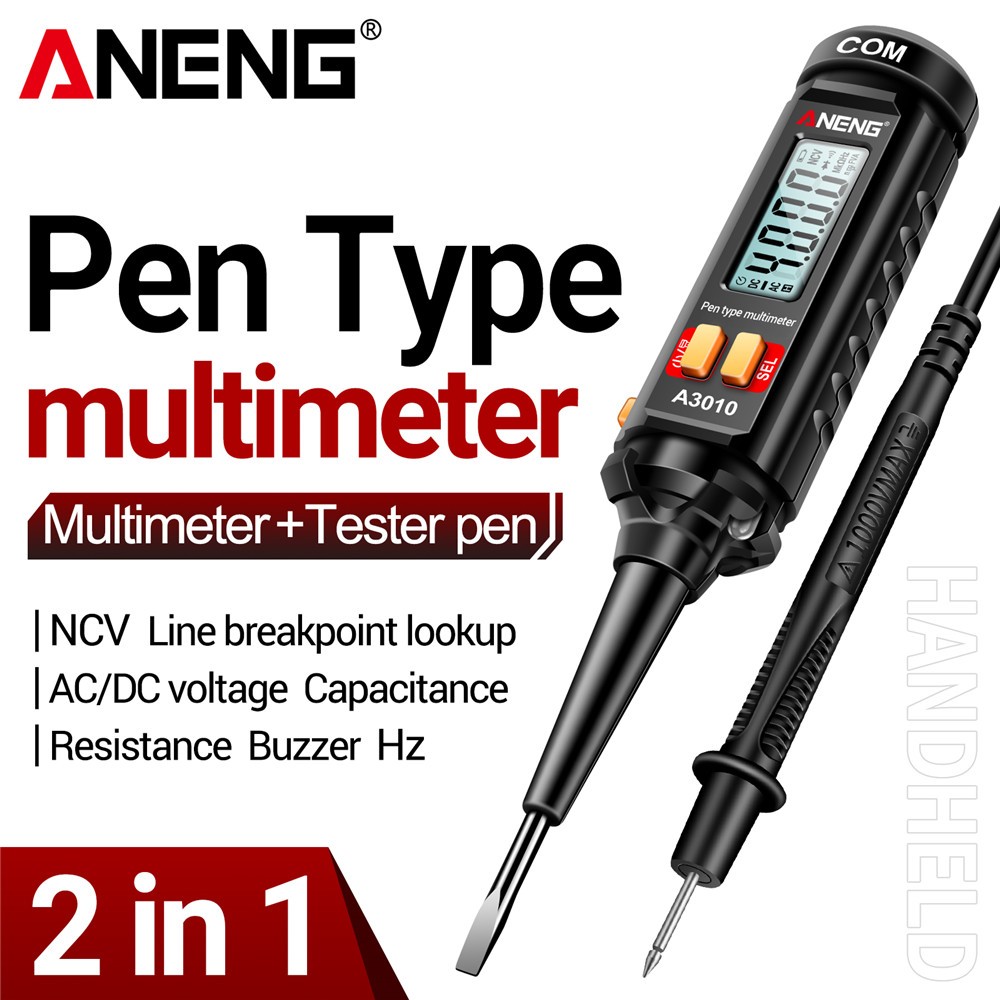 Aneng A3010 เครื่องมัลติมิเตอร์ดิจิทัล หน้าจอ LCD 4000 ครั้ง มีไฟแบ็คไลท์ True-RMS