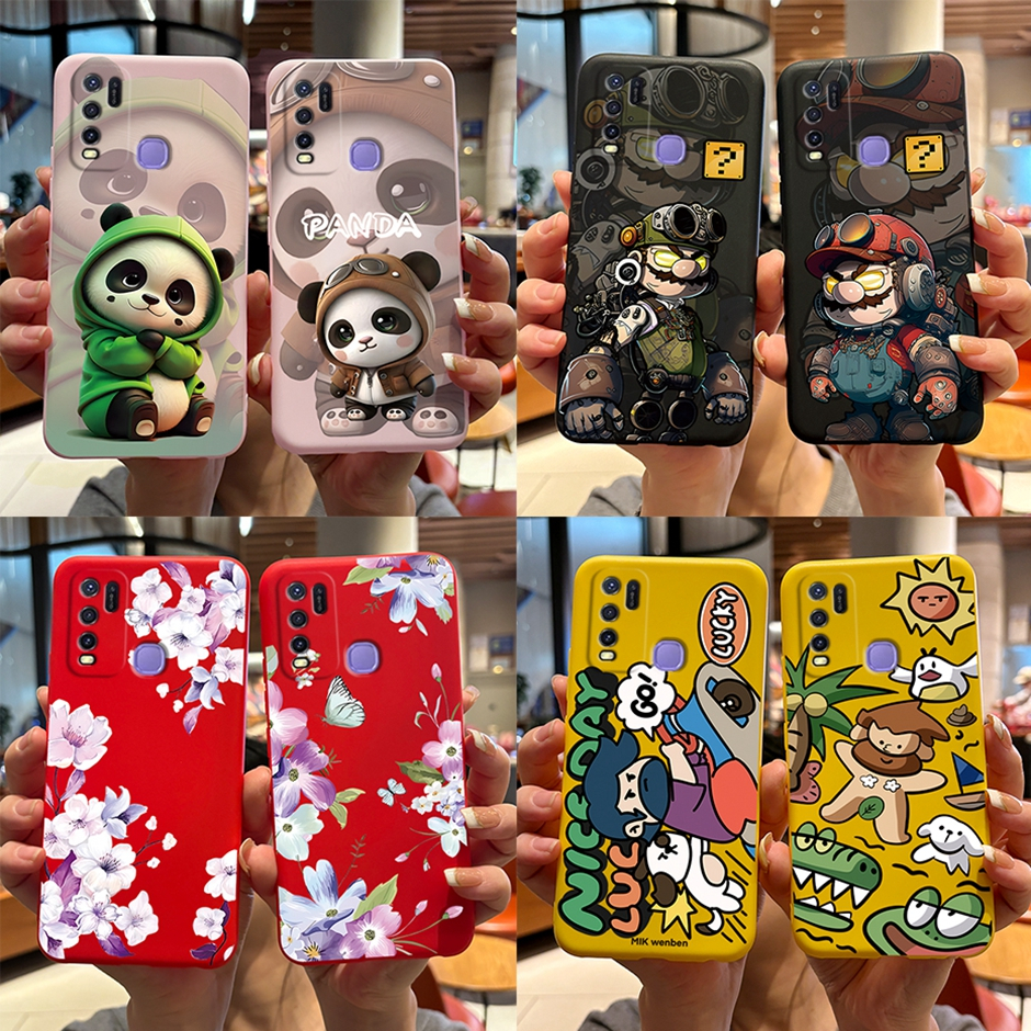 สําหรับ Vivo Y50 1935 Y30 1938 เคสโทรศัพท์ ซิลิโคนนิ่ม TPU ลายแพนด้า เจลลี่ แฟชั่น VIVOY50 VIVOY30