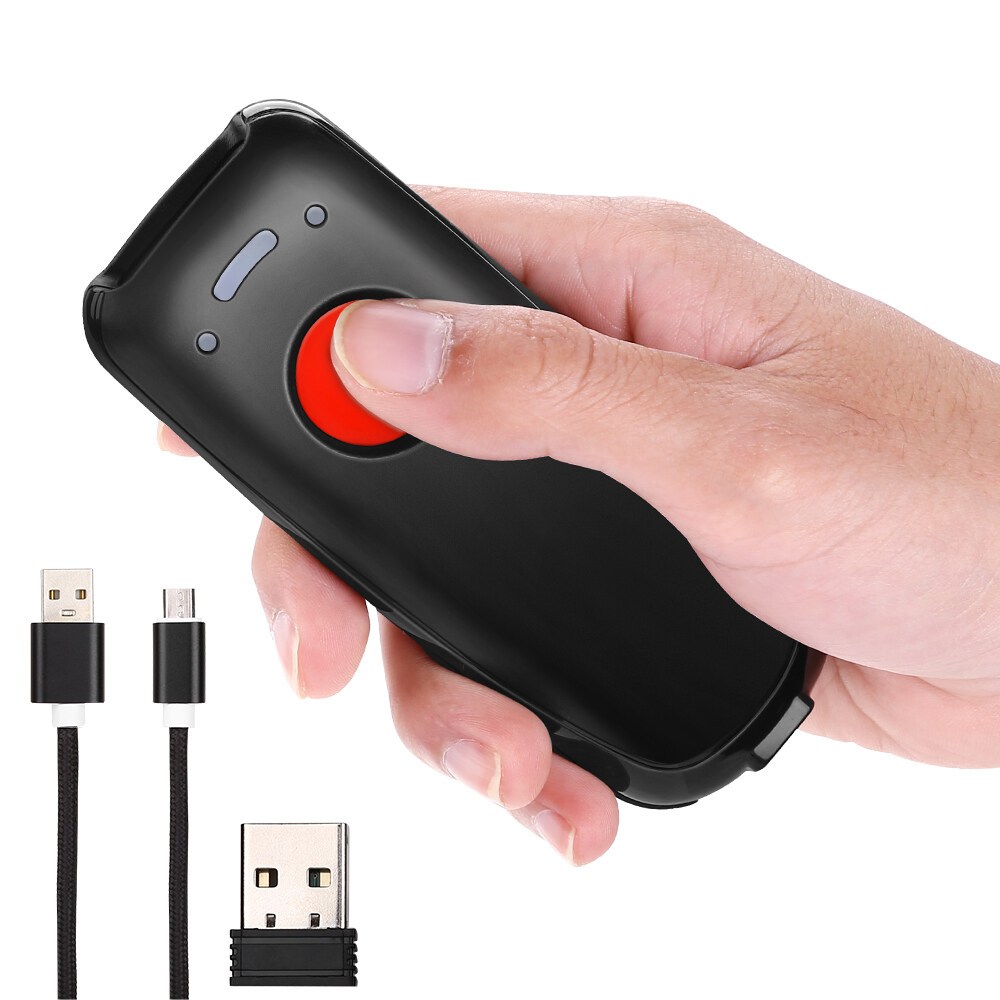 Eyoyo เครื่องสแกนบาร์โค้ดไร้สาย บลูทูธ 2.4GHz เชื่อมต่อสาย USB CCD QR 2D ขนาดเล็ก