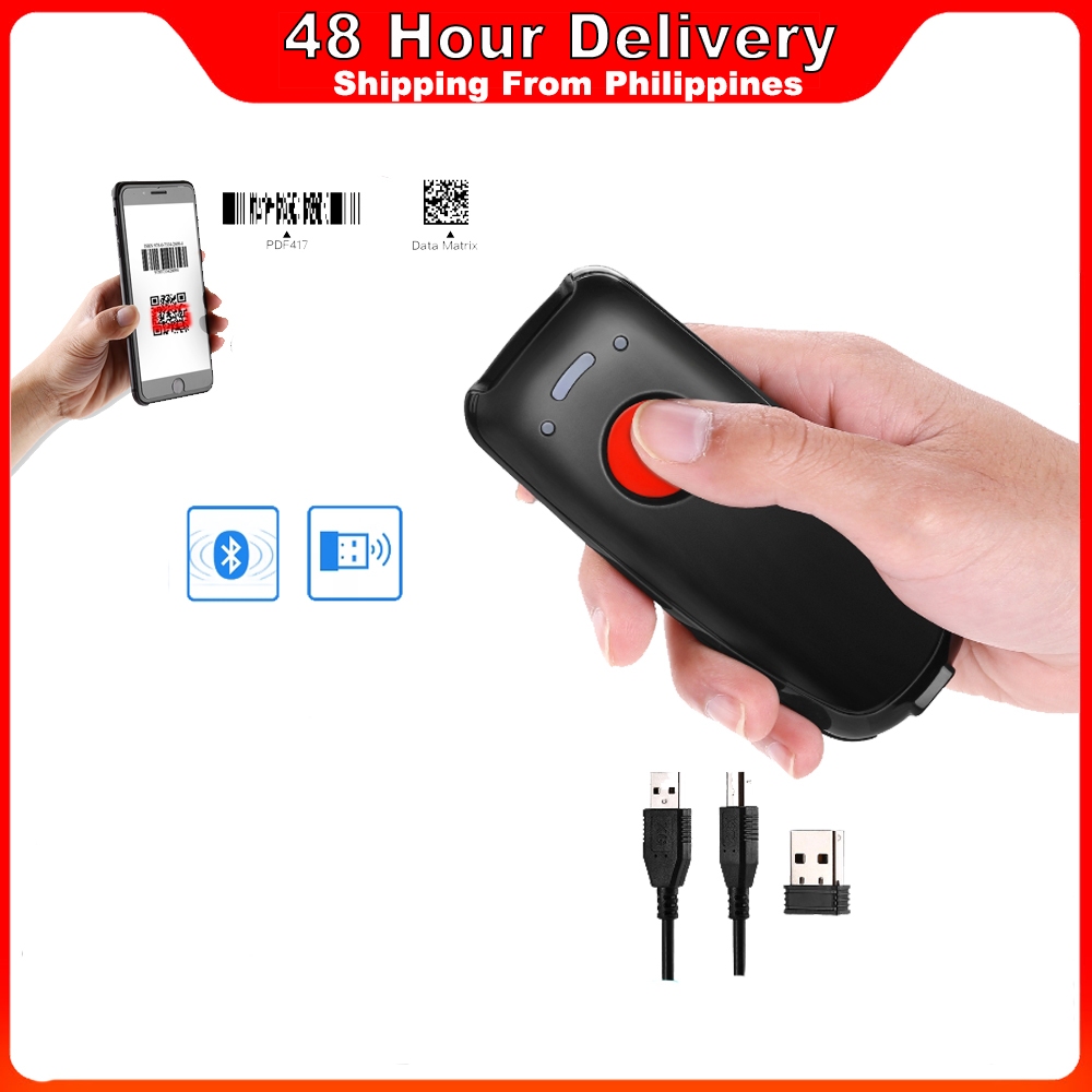 Eyoyo เครื่องสแกนบาร์โค้ดไร้สาย บลูทูธ 2.4GHz เชื่อมต่อสาย USB CCD QR 2D ขนาดเล็ก