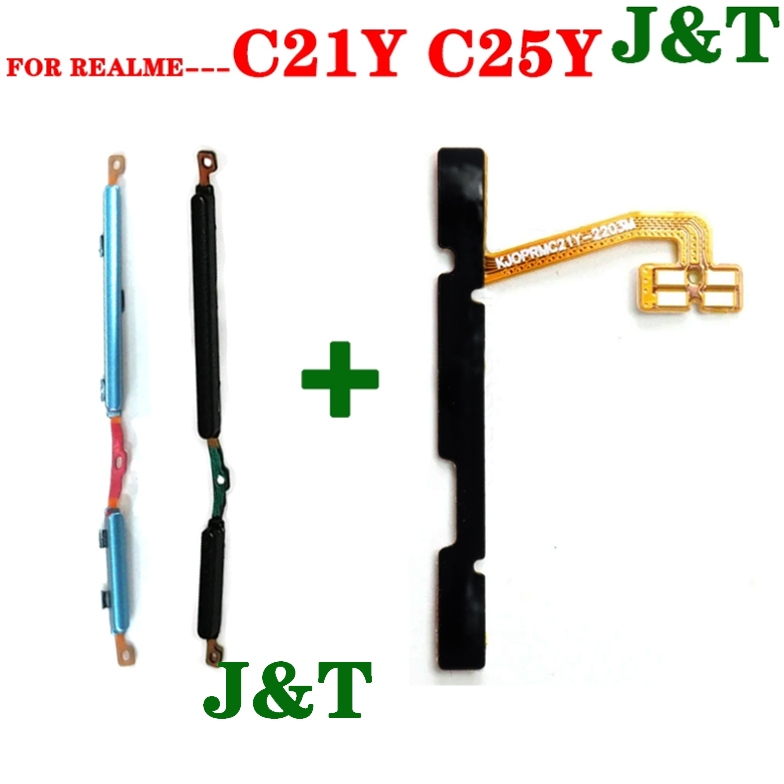 ปุ่มปรับระดับเสียงไฟ flex สําหรับ Realme C21Y C25Y ON OFF Switch ปุ่มกุญแจด้านข้างสายริบบิ้น