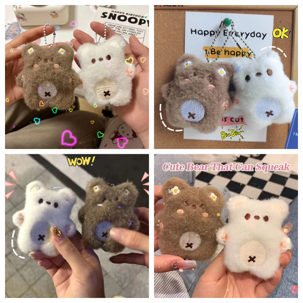 พวงกุญแจ จี้ตุ๊กตาหมีน่ารัก ผ้ากํามะหยี่ขนนิ่ม สีขาว แบบสร้างสรรค์ เหมาะกับของขวัญ สําหรับนักเรียน