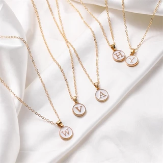 สร้อยคอ ทอง 14K จี้รูปตัวอักษร 26 ตัว ทรงกลม เครื่องประดับแฟชั่น สําหรับผู้ชาย ผู้หญิง ของขวัญวันเกิด ขายส่ง