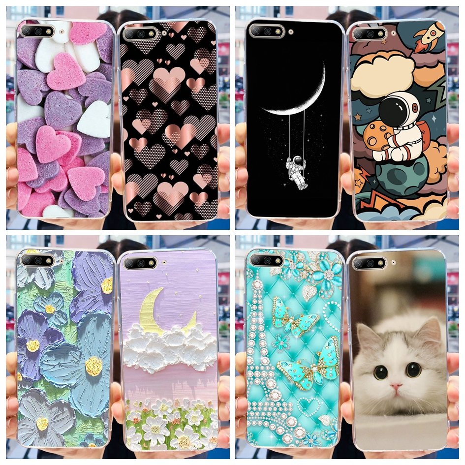 เคสโทรศัพท์มือถือ ซิลิโคนนิ่ม ใส กันกระแทก ลายนักบินอวกาศหัวใจน่ารัก สําหรับ Huawei Y7 Pro (2018) Y7Pro 2018 LDN-LX1