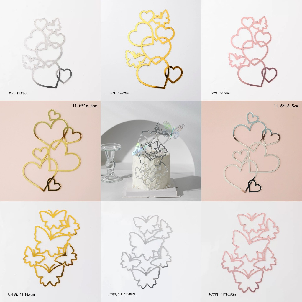 10pcs/set ปลั๊กอินอะคริลิค รูปหัวใจ สไตล์มินิมอล สําหรับตกแต่งเค้กวาเลนไทน์ 10 ชิ้น