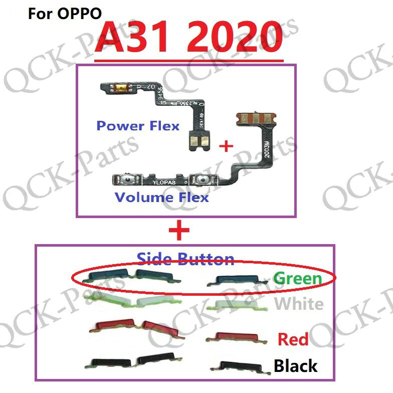 อะไหล่ปุ่มกดเปิดปิด ปุ่มปรับระดับเสียง ด้านข้าง แบบเปลี่ยน สําหรับ OPPO A31 2020