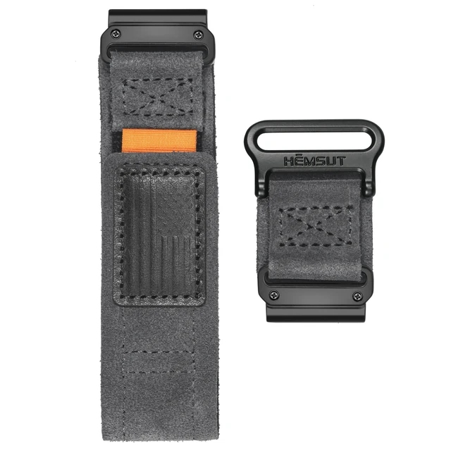 Hemsut Handmade Suede สายหนังสําหรับ Garmin Quickfit Watch Band สบายสําหรับ Fenix Instinct 20 22 26 สีเทา 4 สี