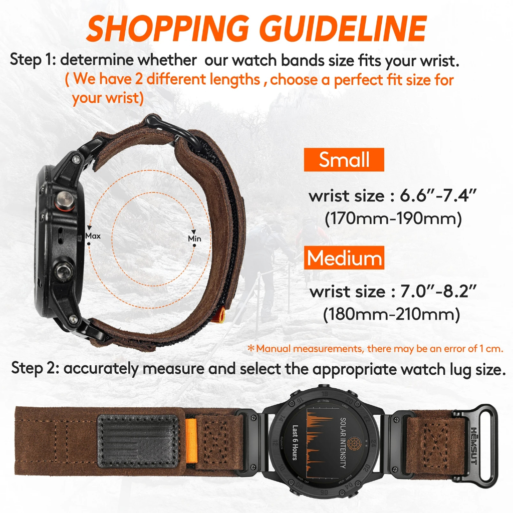 Hemsut Handmade Suede สายหนังสําหรับ Garmin Quickfit Watch Band สบายสําหรับ Fenix Instinct 20 22 26 สีเทา 4 สี