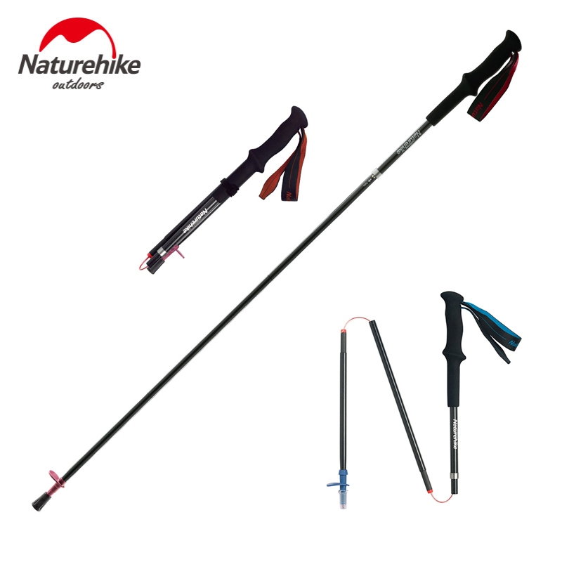 Naturehike ST08 เสาเดินป่า คาร์บอนไฟเบอร์ 4 โนด พับได้ น้ําหนักเบา สําหรับเดินป่า เดิน วิ่งเทรล
