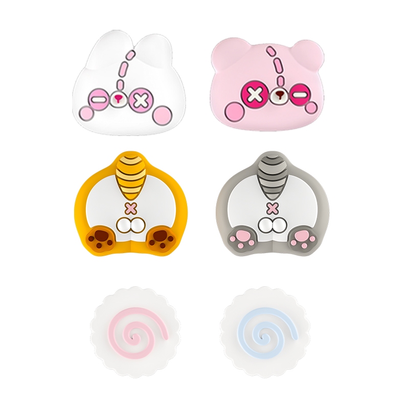 Iine ฝาครอบปุ่มกดนิ้วหัวแม่มือ ลายการ์ตูนน่ารัก สําหรับ Nintendo Switch OLED Lite Joycon Stick Grip รองรับ 360°วัสดุซิลิโคน เป็นมิตรกับสิ่งแวดล้อม สําหรับผิวหนัง