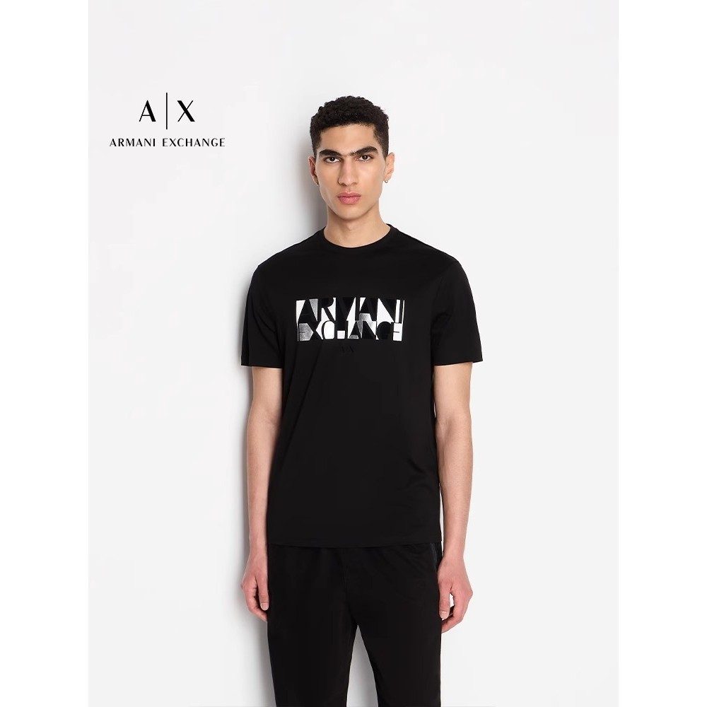 ARMANI อาร์มานี่ ใหม่ผู้ชายคอกลมพิมพ์แฟชั่นเสื้อยืดผ้าฝ้ายทั้งหมด