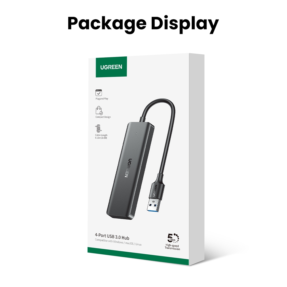 Ugreen ฮับ USB 3.0 4 พอร์ต USB A บางพิเศษ สําหรับเมาส์ คีย์บอร์ด แฟลชไดรฟ์ เครื่องพิมพ์ เข้ากันได้กับแล็ปท็อป เดสก์ท็อป PC Xbox PS5 ระบบรถยนต์ ราคา ถูกที่สุด ดีลบีเคเค แกลเลอรีภาพที่ 9