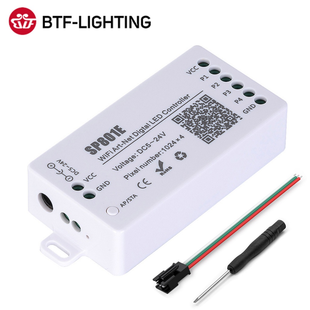 【พร้อมส่ง】BTF-LIGHTING โมดูลควบคุมไฟ LED ไร้สาย WiFi RGB SPI SP801E โหมด AP และโหมด STA สําหรับแผงเม