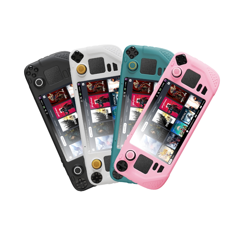 IINE 9 in 1 เคสป้องกันเต็มรูปแบบ วัสดุซิลิโคนอ่อนนุ่ม เคสกันกระแทก สําหรับ Steam Deck Pink