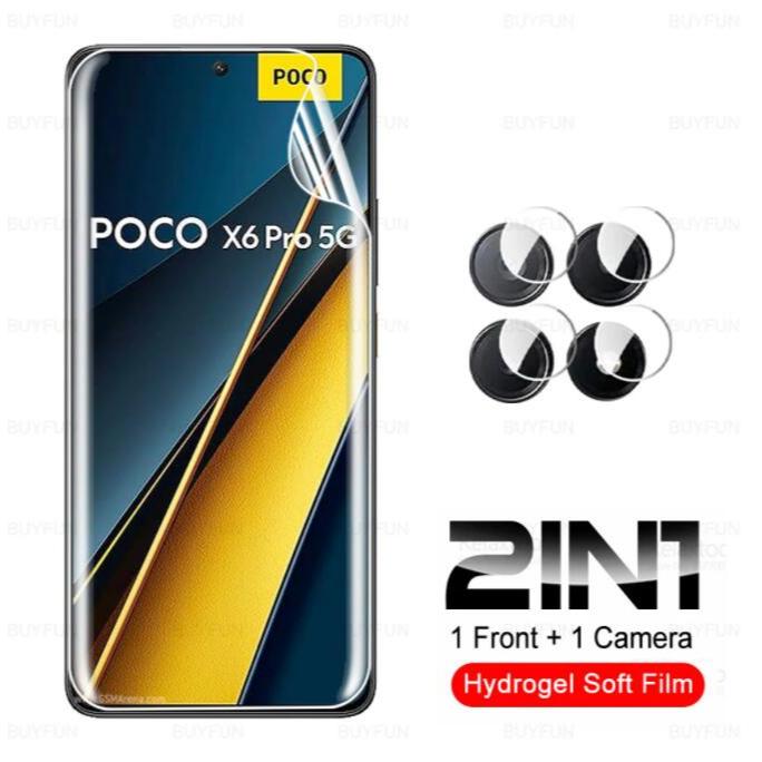 2 in 1 ฟิล์มไฮโดรเจลด้านหน้า + ฟิล์มเลนส์กล้อง สําหรับ Xiaomi POCO X6 Pro POCOX6 POCOX6Pro 5G ป้องกันหน้าจอ