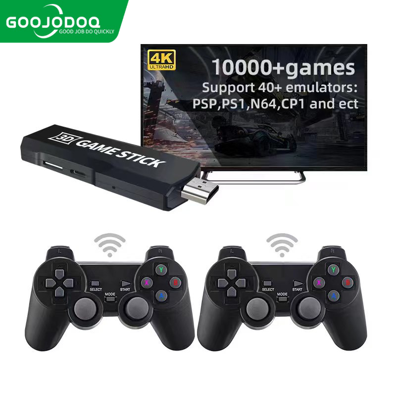 GOOJODOQ เครื่องเล่นวิดีโอเกมคอนโซลไร้สาย 3D 4K 128GB 2 สไตล์โบราณ
