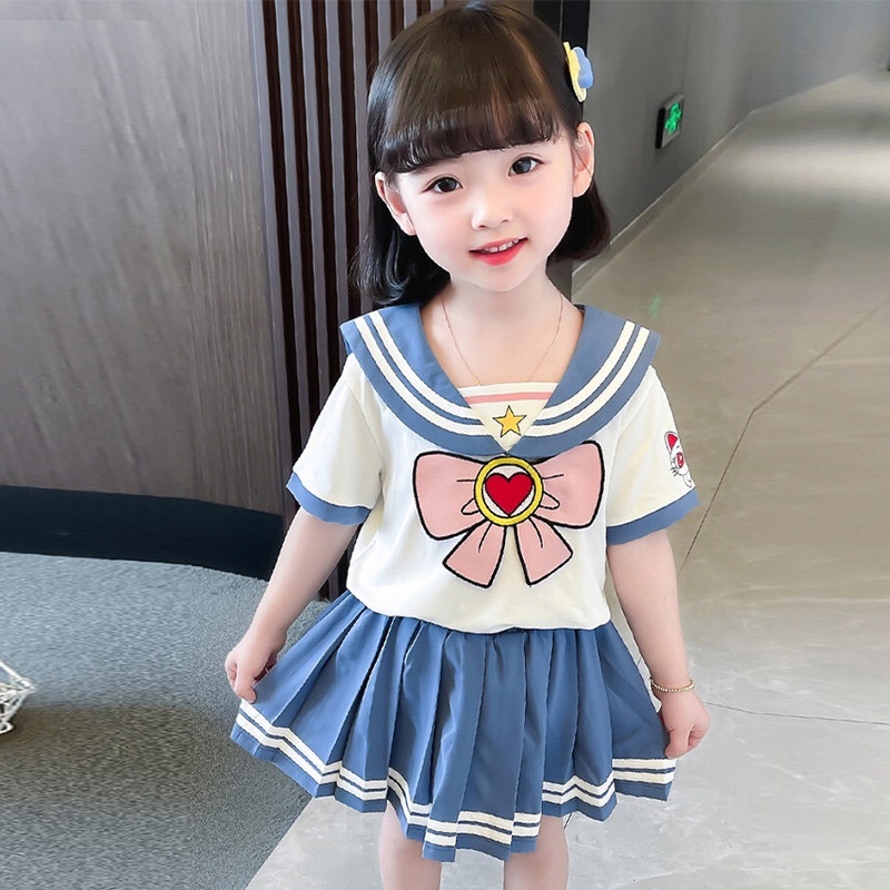 Girls Japanese School Uniform Jk Uniform Set Summer Pleated Skirt Set