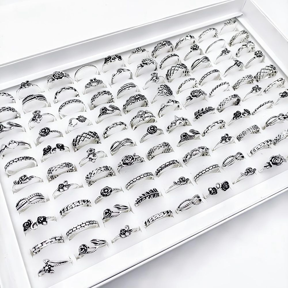 30ชิ้นสารพันแหวนนิ้วสําหรับผู้หญิงแฟชั่นเครื่องประดับชุบเงินแกะสลักรูปแบบพรรค