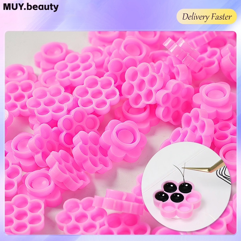 Eyelash Extension กาวผู ้ ถือดอกไม ้ รูปร ่ างกาวขนตาถ ้ วยพาเลทสําหรับ Lash Extensions Supplies