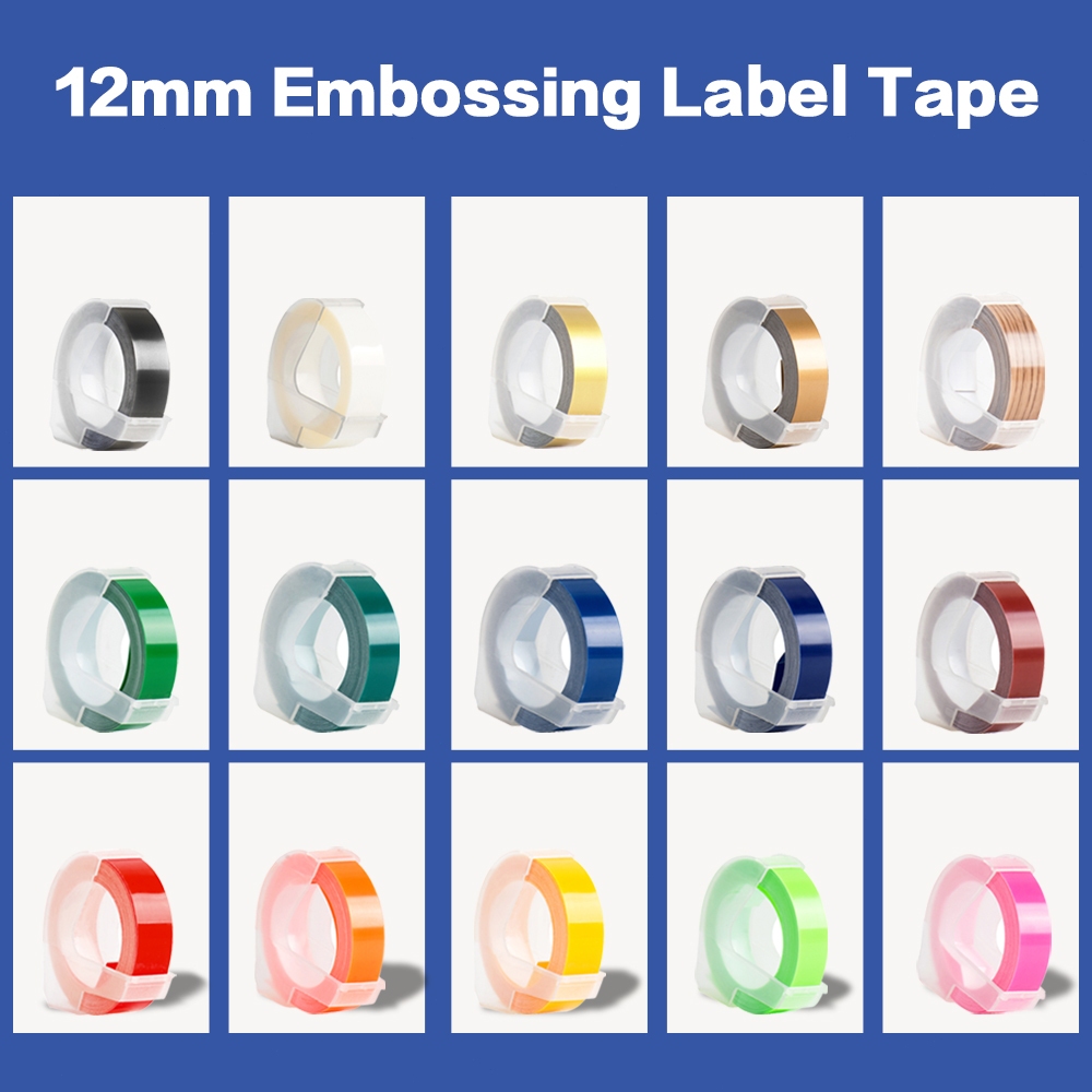 เทปเติม PVC 12 มม. X 3 ม. สําหรับเครื่องทําฉลาก Motex E-505 TW-550 Motex E-5500