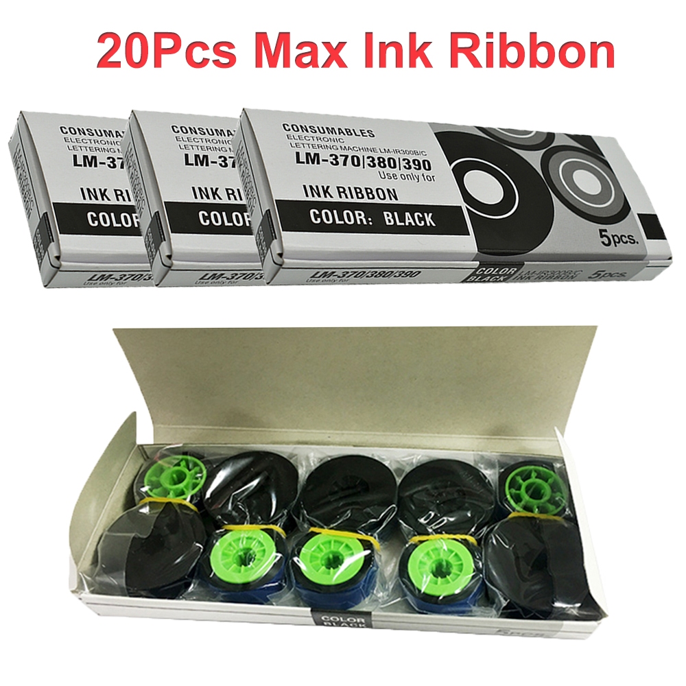 เทปฉลาก MAX INK RIBBON LM-IR300B เข้ากันได้กับเครื่องพิมพ์ MAX LETATWIN Cable ID Printer Electronic Lettering Machine LM-370E LM-380A LM-380E LM-390A/PC 20 ชิ้น