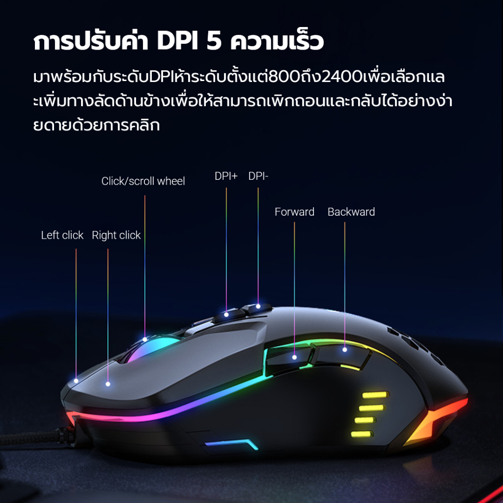 Onikuma เมาส์เกมมิ่งมีสาย เรืองแสง DPI ออกแบบตามสรีรศาสตร์ น้ําหนักเบา ปรับได้ สําหรับบ้าน ออฟฟิศ