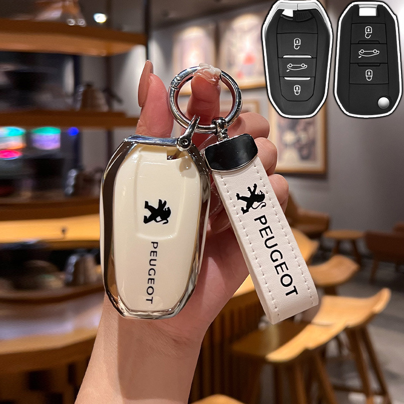 เคสกุญแจรีโมทรถยนต์ TPU แบบฝาพับ สําหรับ Peugeot 208 3008 308 508 408 2008 307 4008 107 207 407 607 5008 ของแต่งรถยนต์ พวงกุญแจ