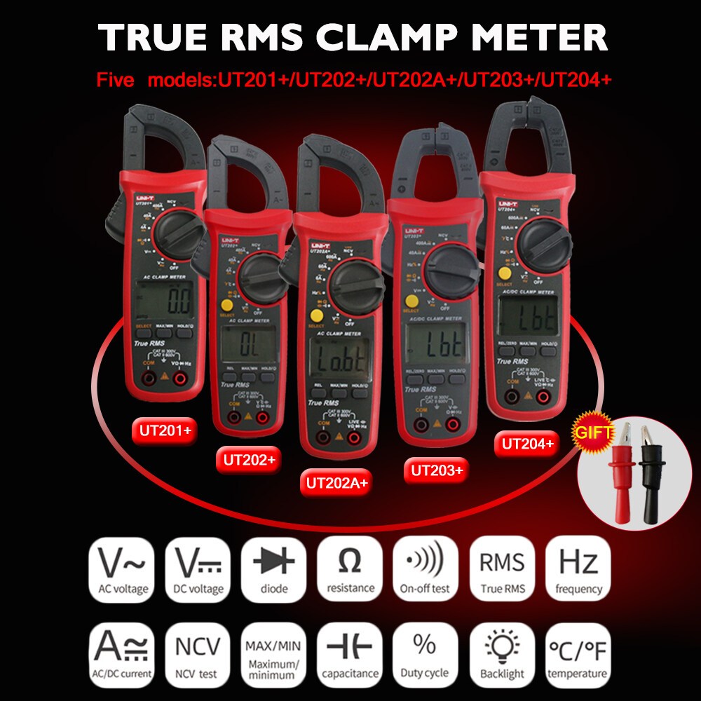 [พร้อมส่ง] Uni-t UT204 Plus แคลมป์มิเตอร์ดิจิทัล UT203 True RMS มัลติมิเตอร์ ช่วงต่อเนื่องอัตโนมัติ ความต้านทาน 400-600A