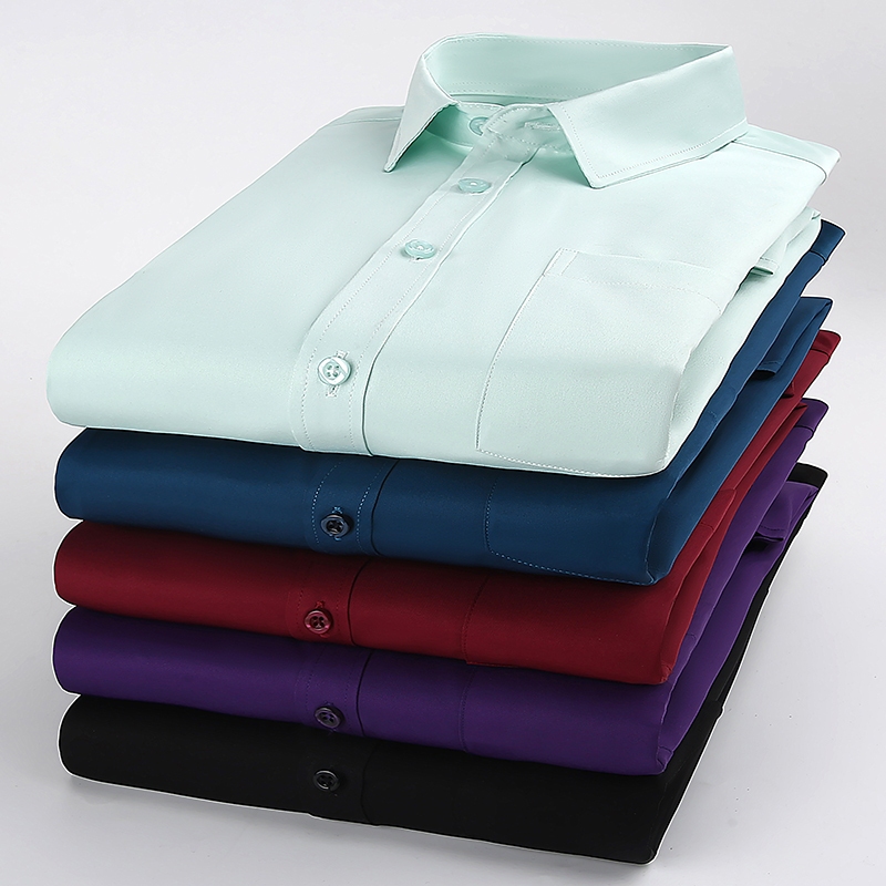 แขนยาว Plus ขนาดสํานักงานธุรกิจสังคมทํางานอย่างเป็นทางการชายเสื้อ 7xl