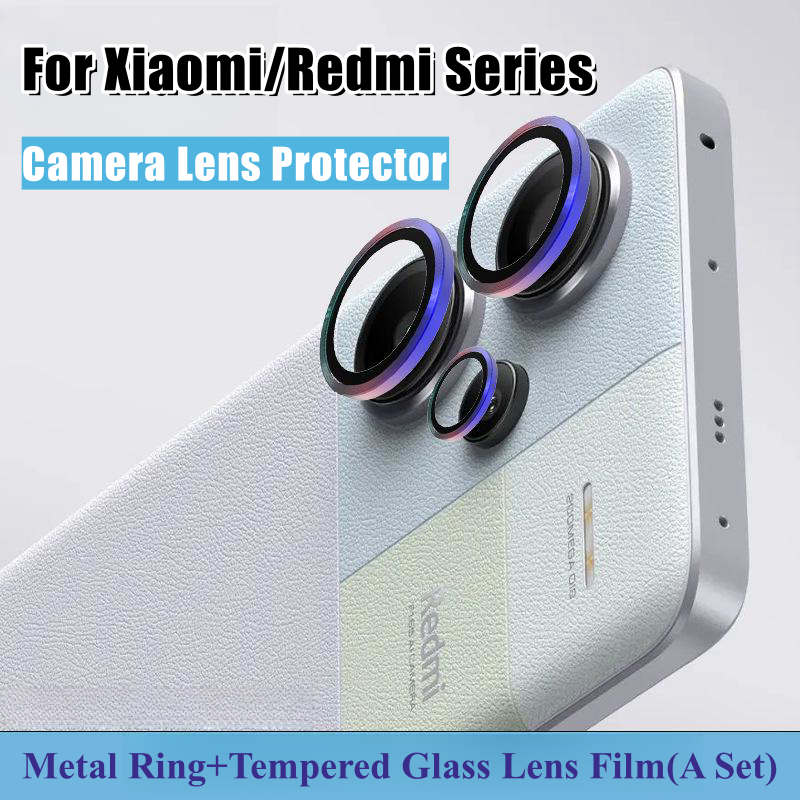 เลนส์โลหะแหวนสําหรับ Redmi หมายเหตุ 14 13 12 Pro Plus 12 Pro Poco X7 X6 X5 Pro F5 Note12 Turbo ความเร็วกล้องเลนส์ป้องกันหน้าจอกระจกป้องกันสําหรับ Redmi หมายเหตุ 12 Pro
