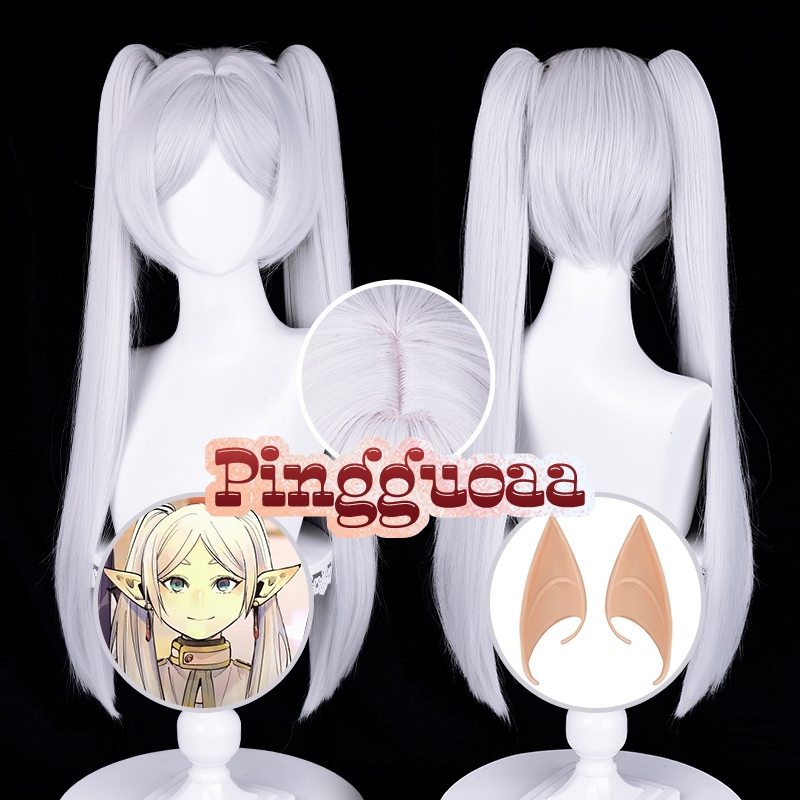 【Manmei】Anime Frieren At The Funeral Frieren Cosplay Wig 68cm Long Silver White Hair Heat Resistant Synthetic Wigs Halloween