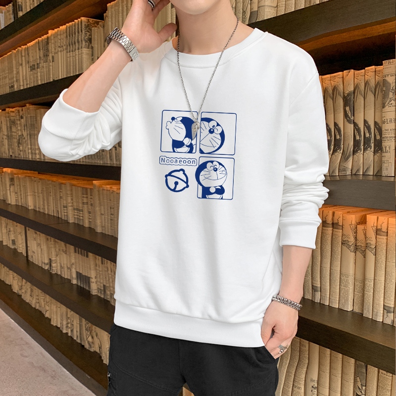 ใหม่ เสื้อยืดแขนยาว มีฮู้ด คอกลม แบบสวมหัว แฟชั่นฤดูใบไม้ร่วง และฤดูใบไม้ผลิ สําหรับผู้ชาย