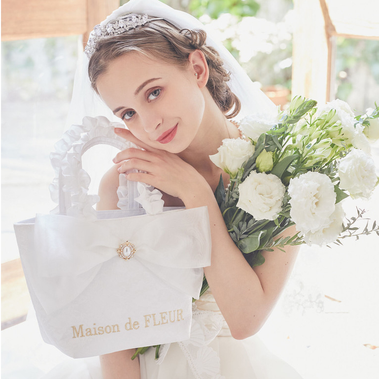 【Maison De Fleur】กระเป๋าถือ ลายดอกไม้ สไตล์ญี่ปุ่น สําหรับใส่เครื่องสําอาง เพื่อนเจ้าสาว