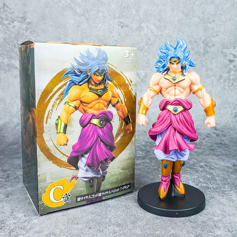โมเดลฟิกเกอร์ PVC อนิเมะดราก้อนบอล Z Son Goku Blue Hair Broli Legendary Super Saiyan ขนาด 19 ซม. สําหรับตกแต่งโต๊ะ เก็บสะสม